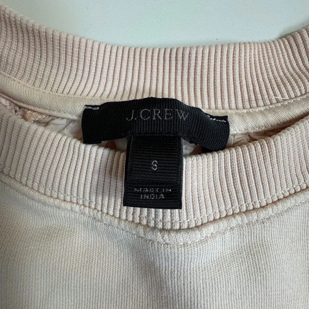 J.Crew Women's Small 100% Cotton Pale Pink Lace Hem Sweatshirt